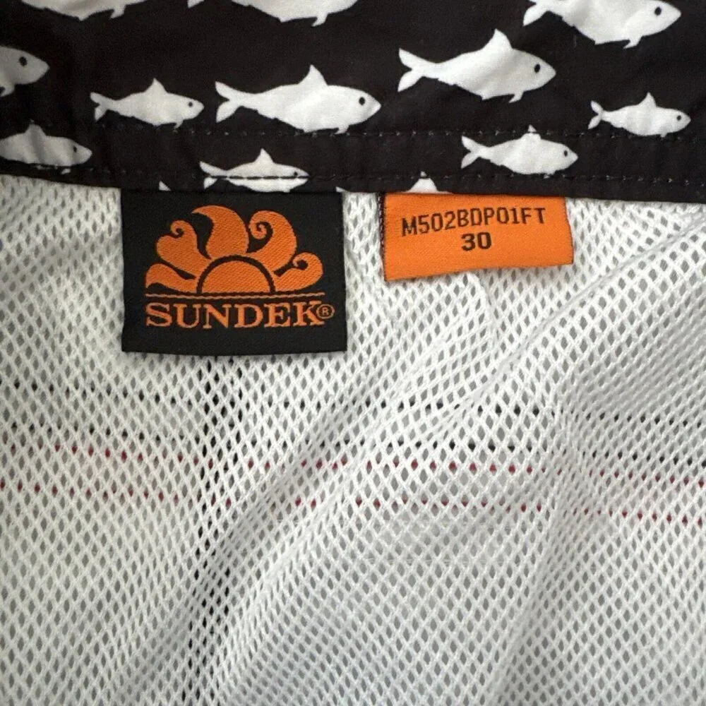 Sundek Men's Swim Trunk Shark Print Surf Beach Board Shorts Size 30